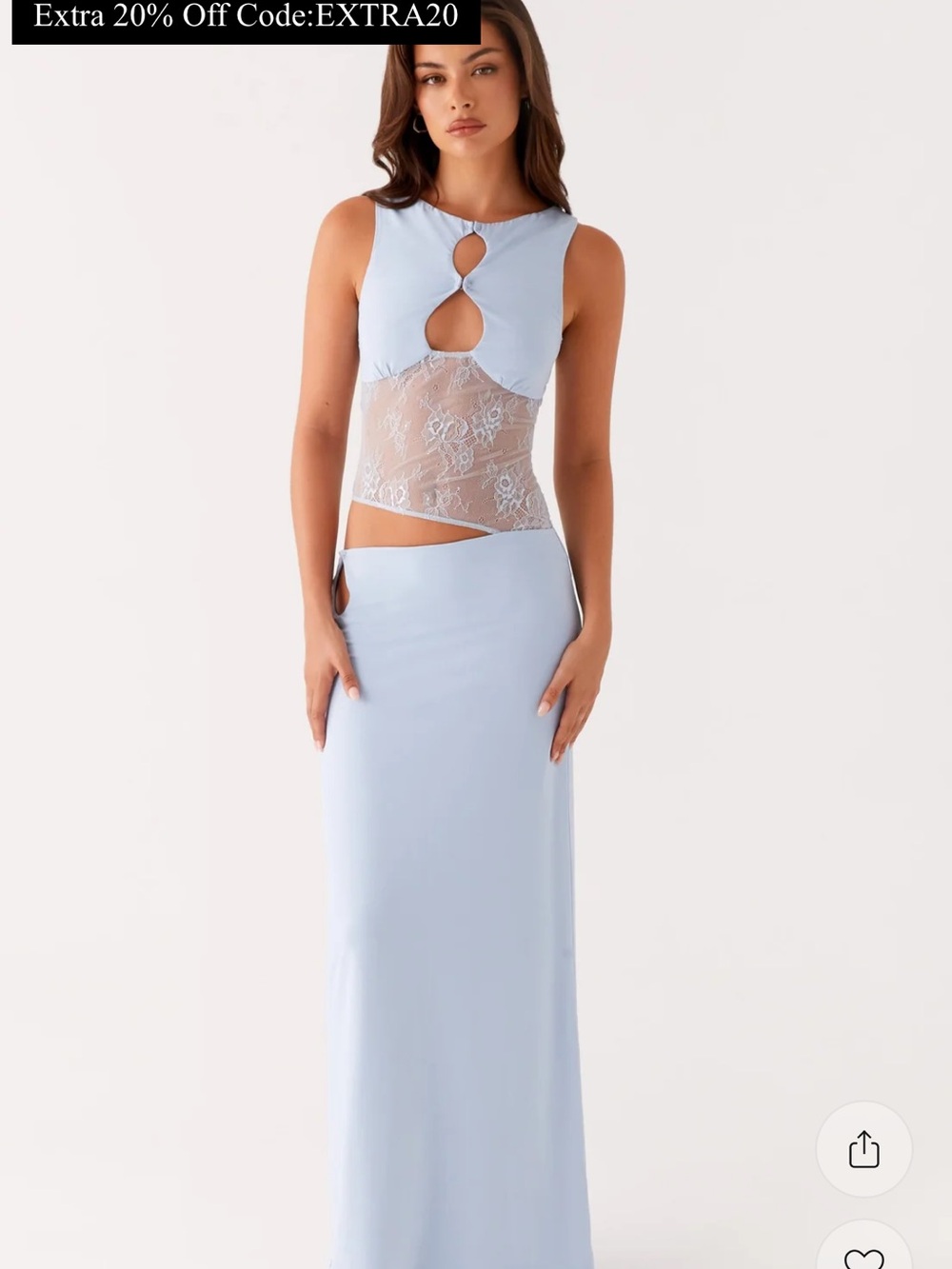Peppermayo Light Blue Lace-Panel Maxi Dress